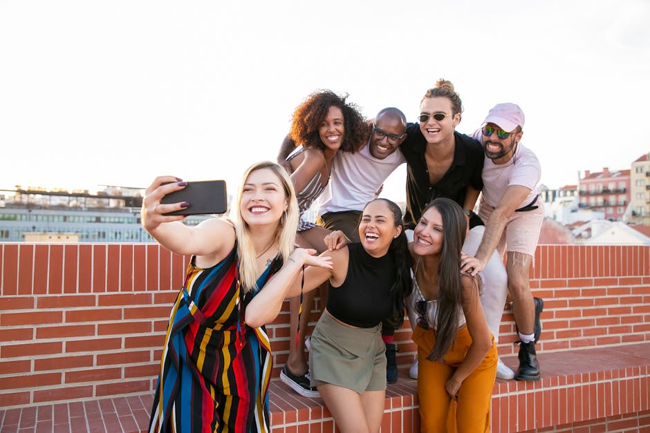 Diverse group of people smiling during a calm moment